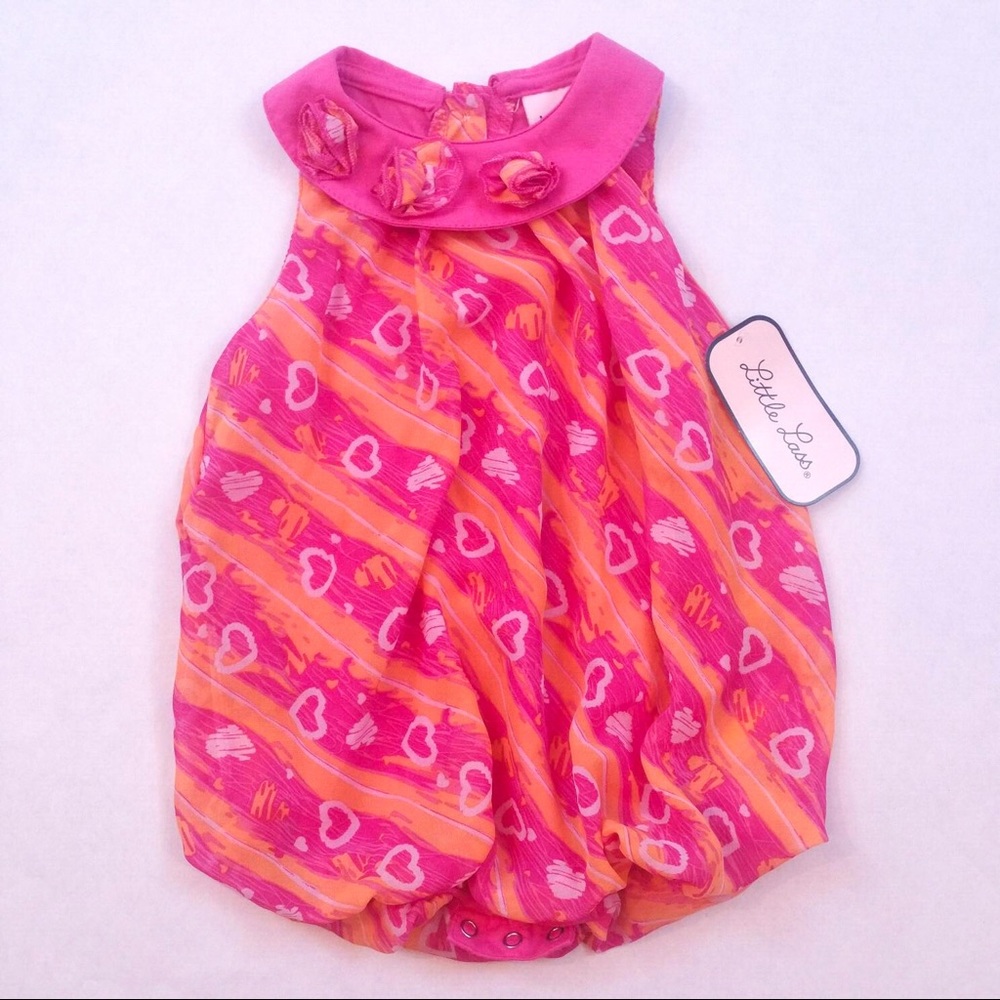 pink & orange heart sleeveless blouse top 24mo